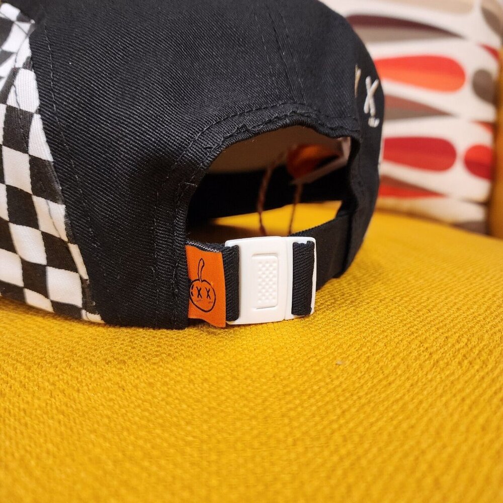Cakeworthy Literally Dead 5 Panel Halloween Black & White Checker Baseball Cap - Picture 7 of 12